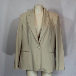 Ralf Lauren Cream women's classic one button Stretch Wool-Blend Blazer  size 14